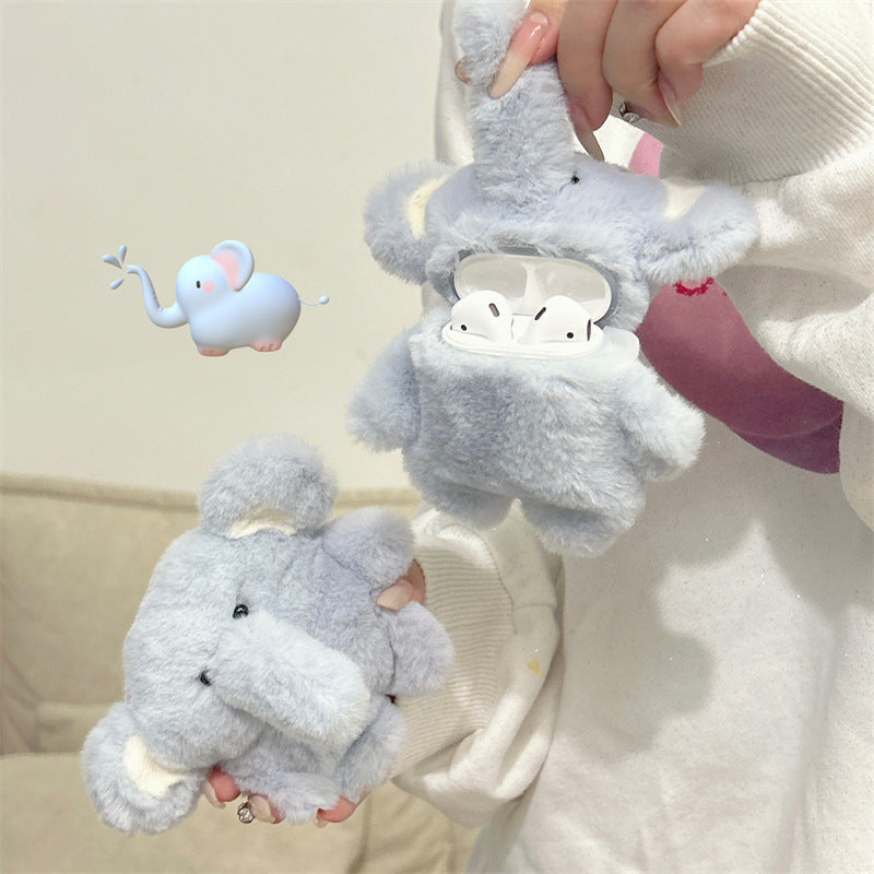 Cute cartoon baby elephant protective cover for AirPods®, ideal for travel and everyday protection.