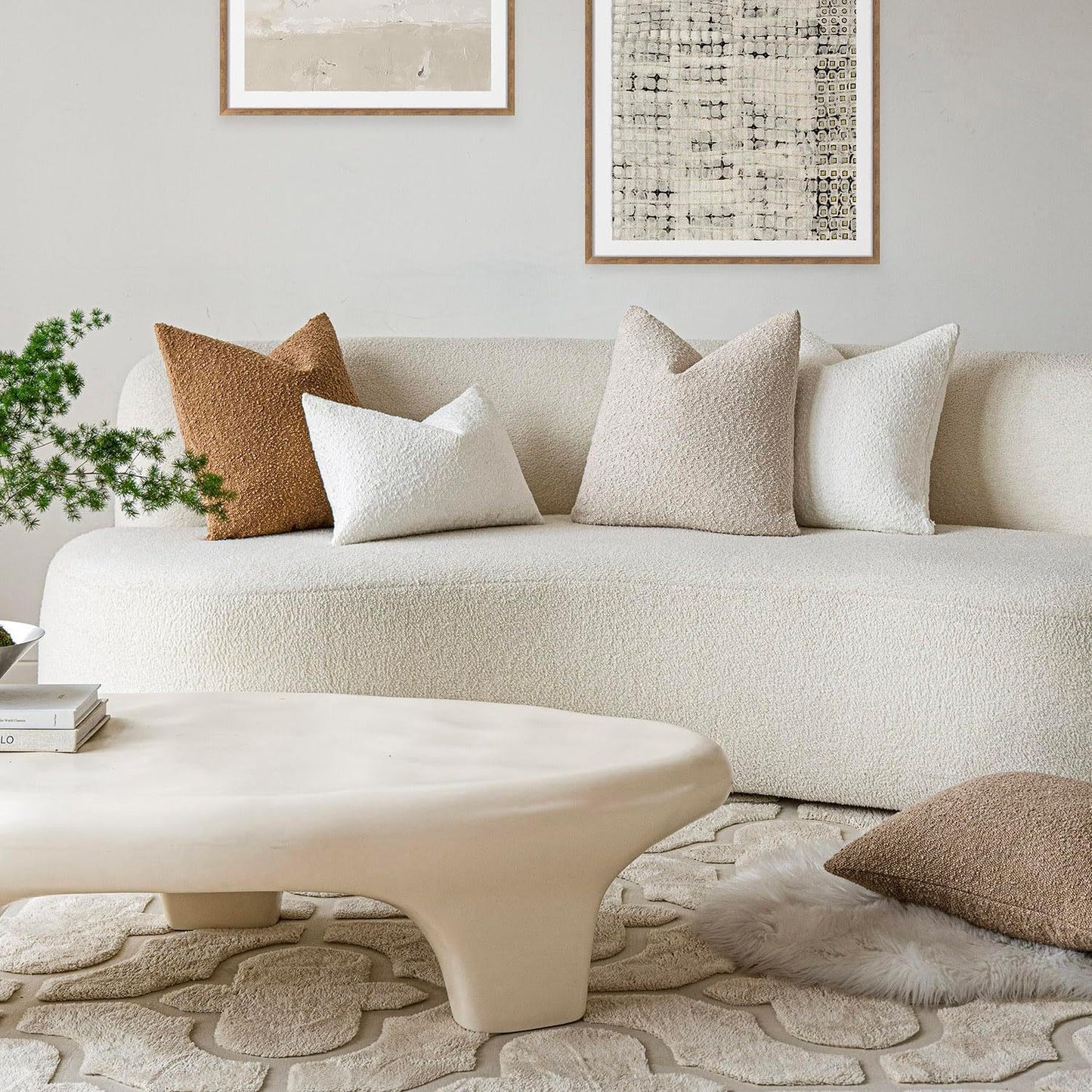 Decorative Textured Bouclé Throw Pillow Cover – Soft, Cozy Accent Cushion Case for Sofa, Bed, or Chair