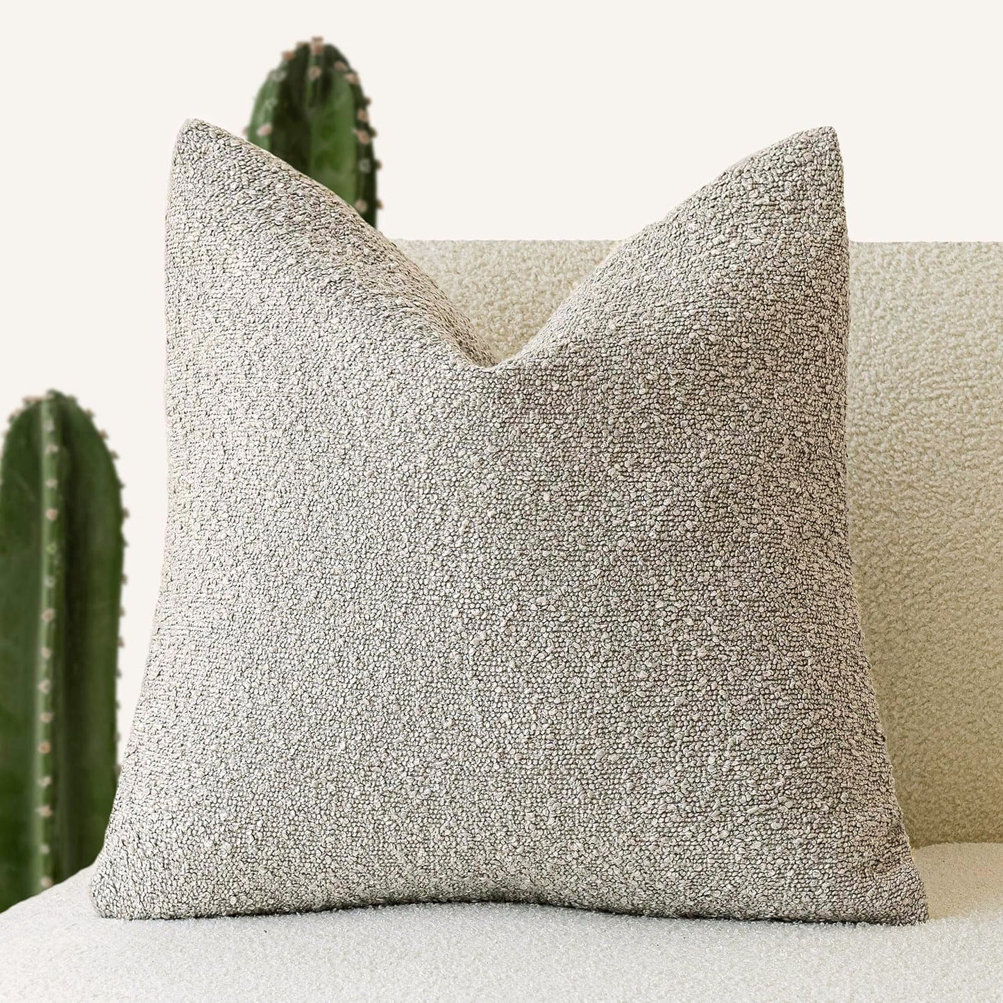 Decorative Textured Bouclé Throw Pillow Cover – Soft, Cozy Accent Cushion Case for Sofa, Bed, or Chair
