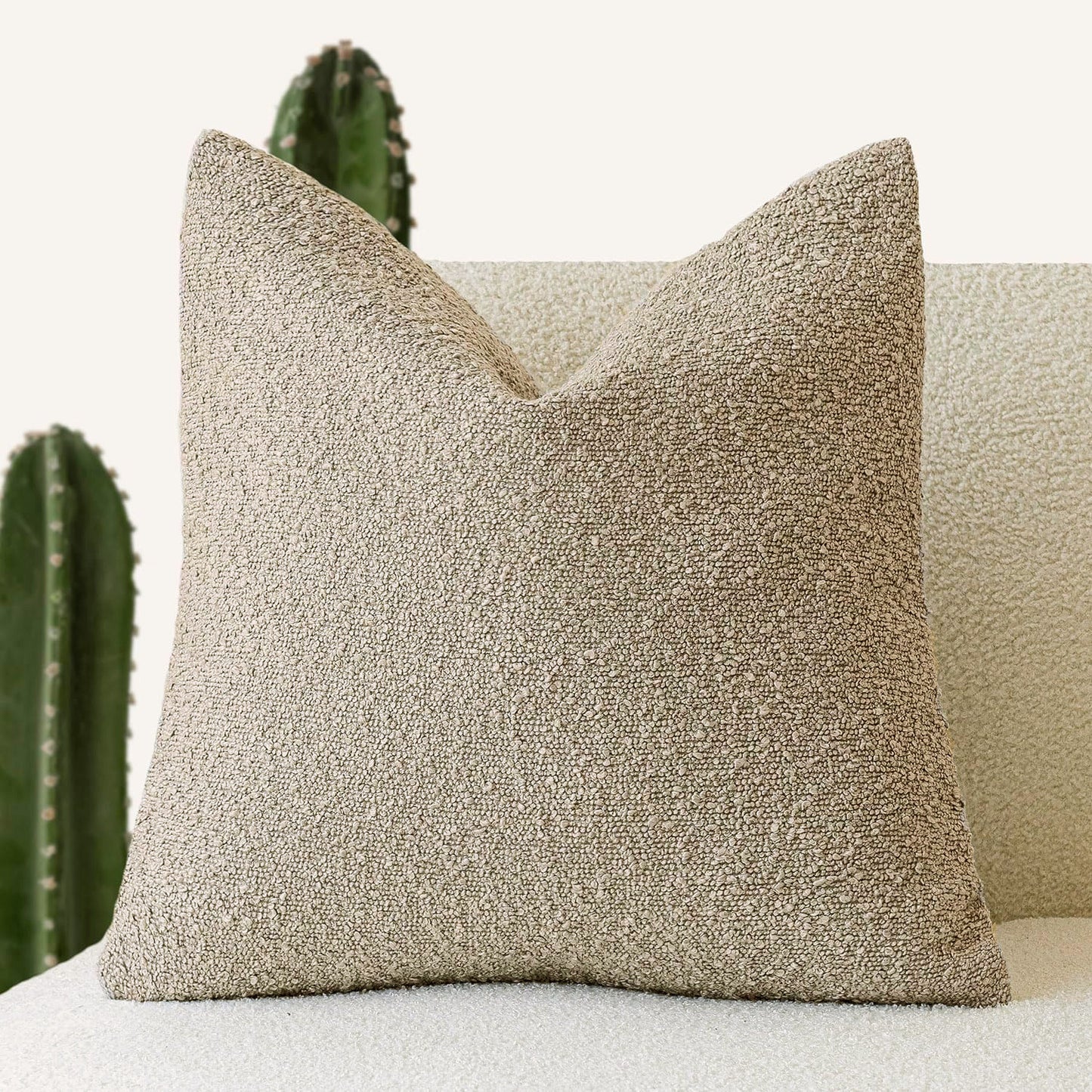 Decorative Textured Bouclé Throw Pillow Cover – Soft, Cozy Accent Cushion Case for Sofa, Bed, or Chair