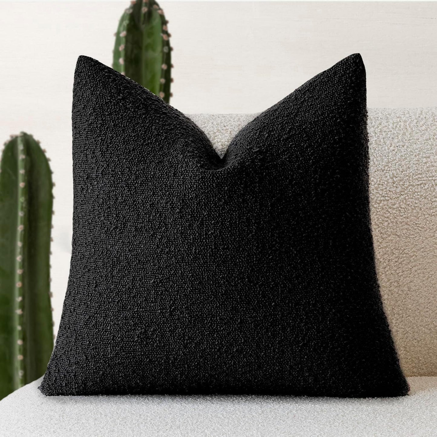 Decorative Textured Bouclé Throw Pillow Cover – Soft, Cozy Accent Cushion Case for Sofa, Bed, or Chair