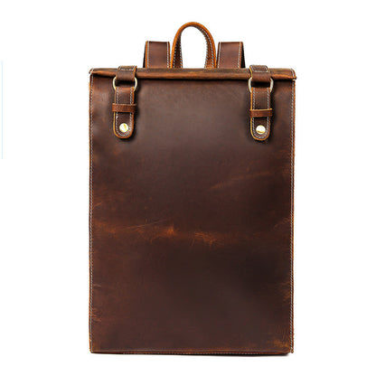 Men’s Cowhide Leather Laptop Backpack – Structured Everyday Carry in Roasted Coffee