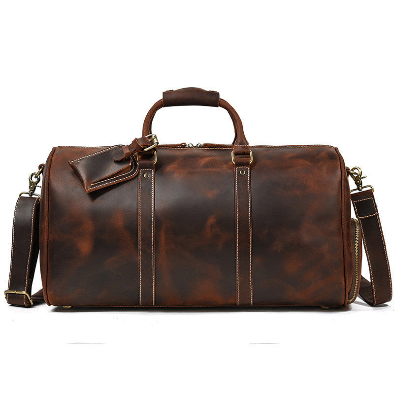Men’s Leather Travel Duffel – Structured Cowhide Weekender