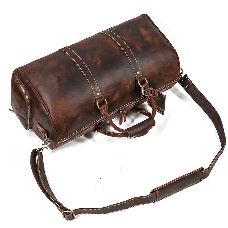 Men’s Leather Travel Duffel – Structured Cowhide Weekender