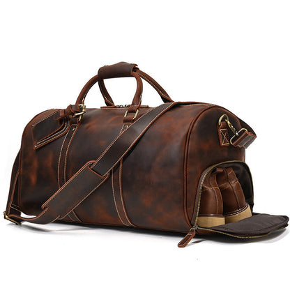 Men’s Leather Travel Duffel – Structured Cowhide Weekender