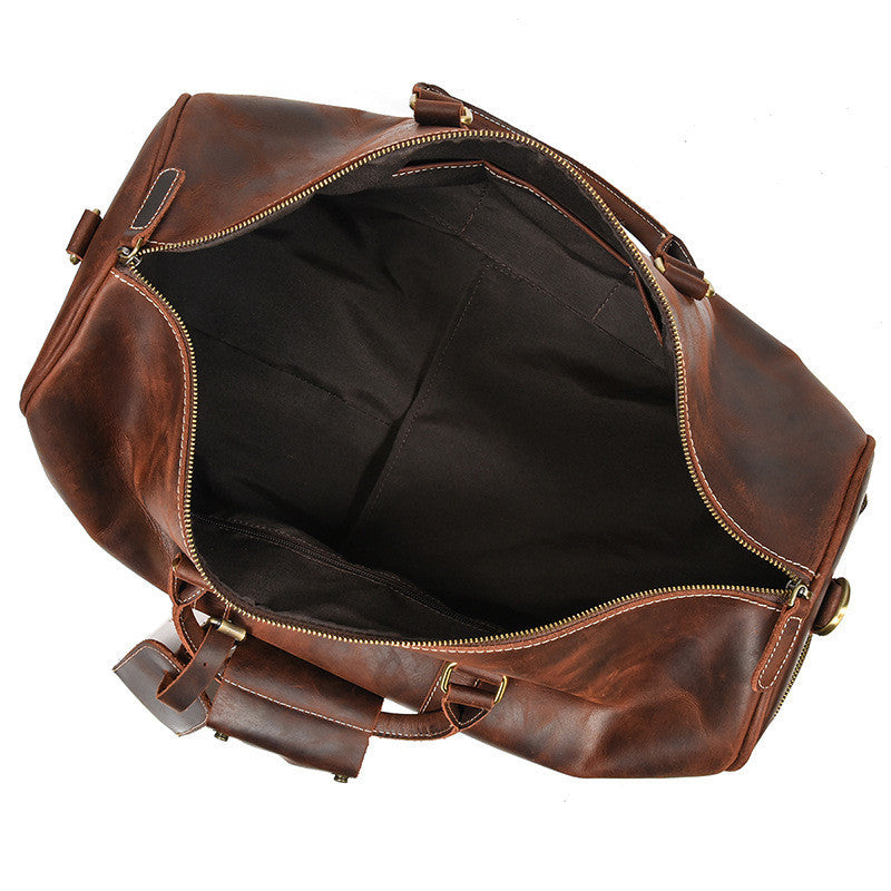 Men’s Leather Travel Duffel – Structured Cowhide Weekender