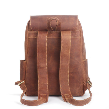 Leather Laptop Backpack – 36L Cowhide Travel Rucksack