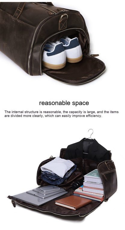 Foldable Leather Travel Bag – Large Capacity Weekender