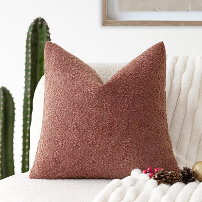 Decorative Textured Bouclé Throw Pillow Cover – Soft, Cozy Accent Cushion Case for Sofa, Bed, or Chair