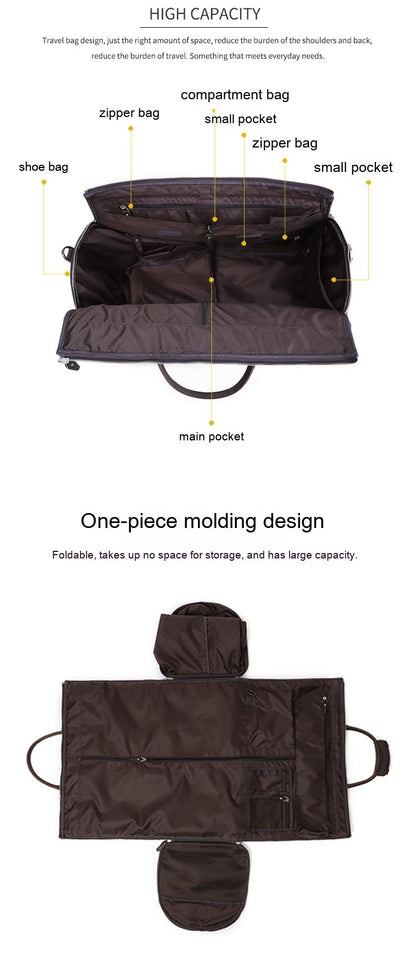 Foldable Leather Travel Bag – Large Capacity Weekender