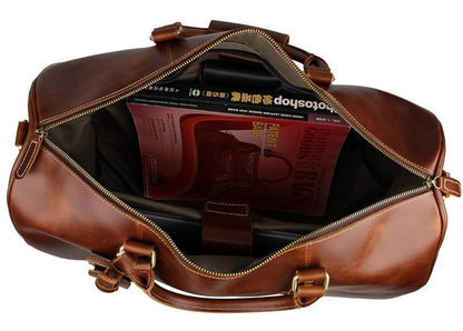 Men’s Leather Rolling Travel Bag – 21" Carry-On