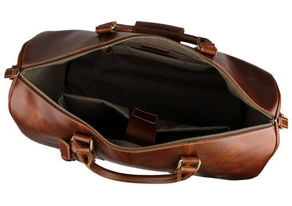 Men’s Leather Rolling Travel Bag – 21" Carry-On
