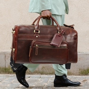 Foldable Leather Travel Bag – Large Capacity Weekender