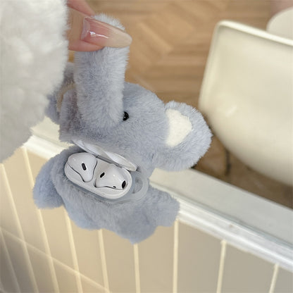 Side angle of the baby elephant wireless headset cover demonstrating its snug fit for AirPods®.