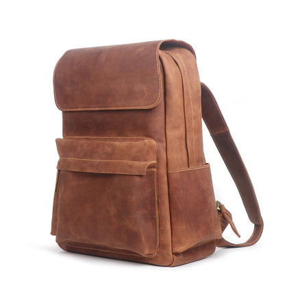 Leather Laptop Backpack – 36L Cowhide Travel Rucksack