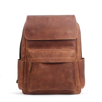 Leather Laptop Backpack – 36L Cowhide Travel Rucksack