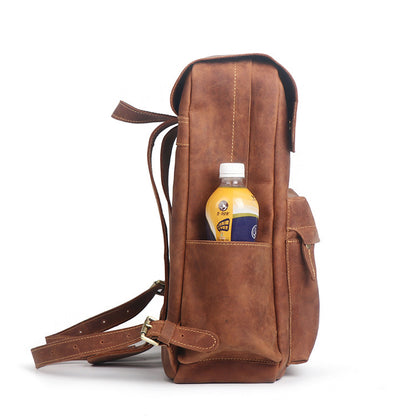 Leather Laptop Backpack – 36L Cowhide Travel Rucksack