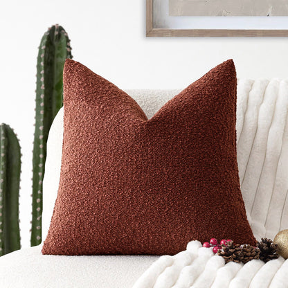 Decorative Textured Bouclé Throw Pillow Cover – Soft, Cozy Accent Cushion Case for Sofa, Bed, or Chair