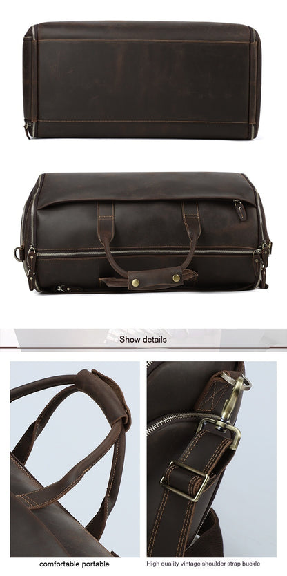 Foldable Leather Travel Bag – Large Capacity Weekender